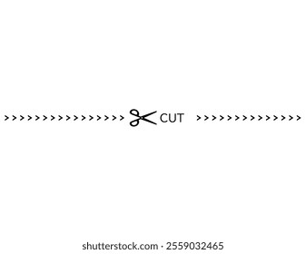 Illustration of scissors and cut lines.　Dashed line.　Dotted line.