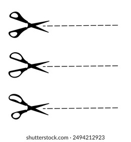 Illustration of scissors with cutting line