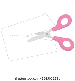 illustration of Scissors Cutting Paper