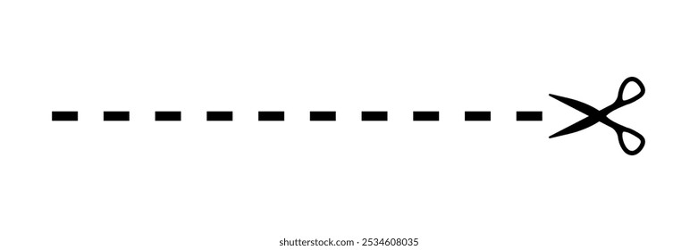 Ilustração de uma tesoura e uma linha de Kiritori indicando a área de recorte