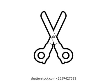 Illustration of scissors on a white background using outline style