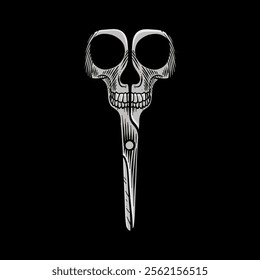 illustration of scissors resembling a skull