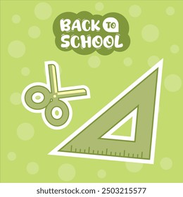 Illustration Scissors and Ruller - Back to School