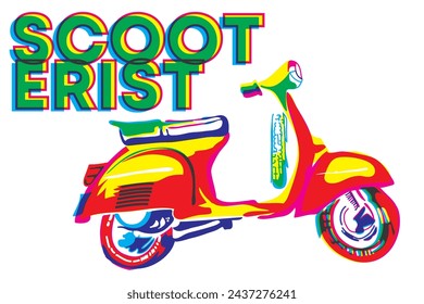 illustration scooter with risograph style