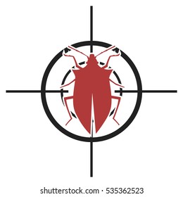 ilustración de un ámbito con un error, símbolo para el control de plagas, vector eps10