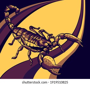 Illustration of scorpion arachnid insect. vector graphics
