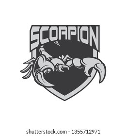 illustration scorpion icon e sport logo with shield