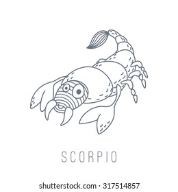 Illustration of the scorpion (Scorpio). Part of the set with horoscope zodiac signs. This illustration can be used as a greeting card, poster or print.