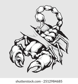 ilustração de uma tatuagem Scorpion indo para a pele