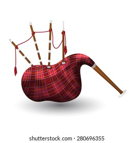 Illustration of a scottish bagpipe isolated on white