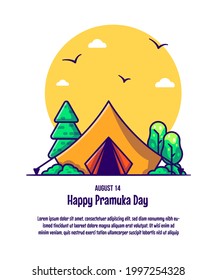 Illustration of Scout Tent. Pramuka Day Icon Concept Isolated Premium Vector