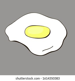 illustration of a scrambled egg, isolated, fried