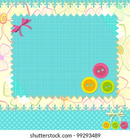 illustration of scrapbook background with lace and button