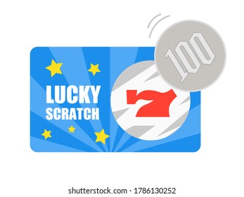 Illustration of scraping scratch cards with coins.