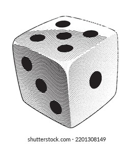 Illustration of Scratchboard Engraved Dice