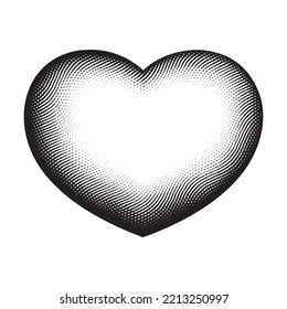 Illustration of Scratchboard Engraved Heart Shape isolated on a White Background