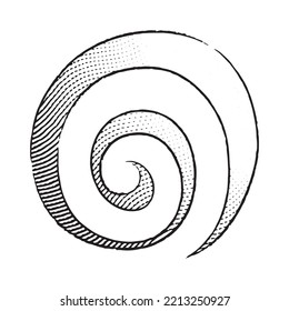 Illustration of Scratchboard Engraved Icon of a Galaxy isolated on a White Background