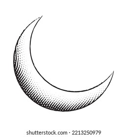 Illustration of Scratchboard Engraved Icon of Moon isolated on a White Background
