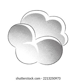 Illustration of Scratchboard Engraved Puffy Cloud isolated on a White Background