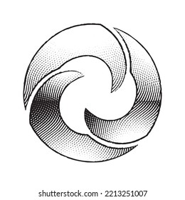 Illustration of Scratchboard Engraved Round Wavy Letter O isolated on a White Background
