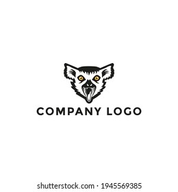 Ilustración del vector de diseño del logotipo de lemur de grito