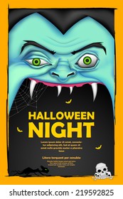 illustration of screaming monster for Halloween message