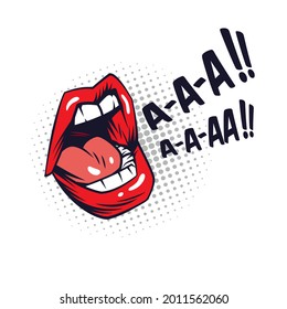 ilustración de una boca chillona con concepto cómico