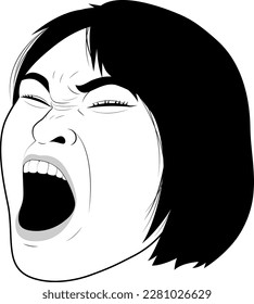Illustration of a screaming woman's face
