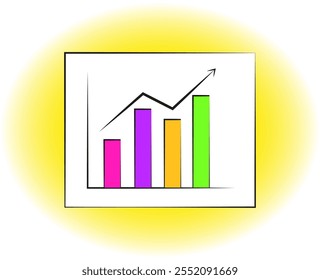 Illustration of screen, monitor which using on presentation. progression bar on presentation screen, cartoon vector and illustration, hand drawn style, isolated on white background.