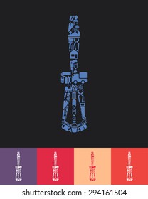 illustration of the screwdriver with icons composition