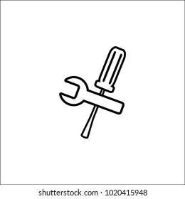 illustration of screwdriver with spanner on white background
