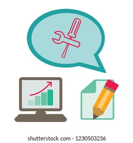 illustration of screwdriver with spanner on white background