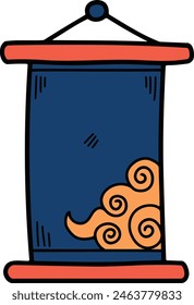 una ilustración de la muestra de pergamino, dibujado a mano en estilo chino.