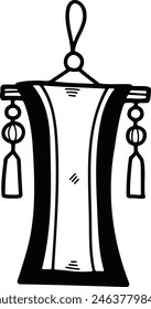 a Illustration of scroll sign, hand drawn in Chinese style.
