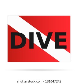 Illustration of a scuba dive flag isolated on a white background.