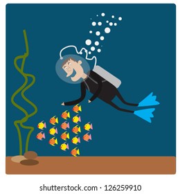 Illustration of scuba diving - EPS VECTOR format
