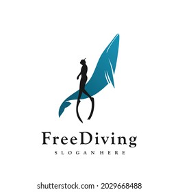 illustration scuba freediving logo design concept