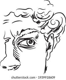 Illustration der Skulptur. David Michelangelo. Vektorlineare Illustration der David-Skulptur von Michelangelo.