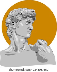 Illustration of sculpture. David Michelangelo.Perfect for home decor such as posters, wall art, tote bag, t-shirt print, sticker, post card.