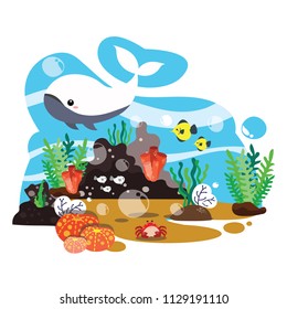 Illustration of sea animal  cartoon animation.