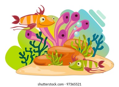 illustration of a sea animals on a white background