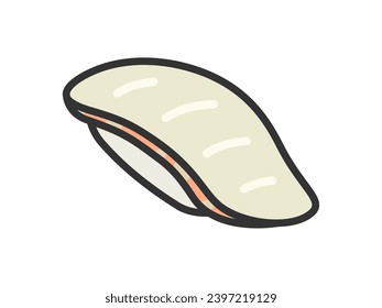 Illustration of sea bream sushi icon (line drawing color).