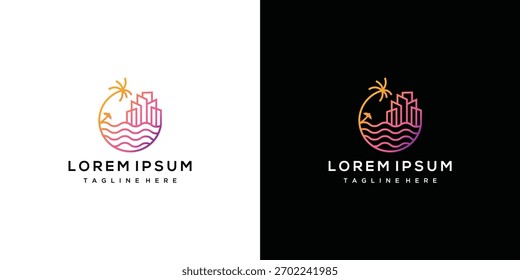Ilustración de un logotipo de construcción de mar. Elementos de Plantilla de diseño de logotipo de Vector de un edificio marítimo.