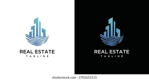 Ilustração de um logotipo de construção do mar. Elementos de modelo de design de logotipo de vetor de um edifício de mar.