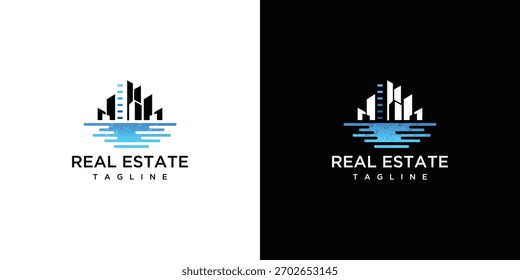 Ilustração de um logotipo de construção do mar. Elementos de modelo de design de logotipo de vetor de um edifício de mar.