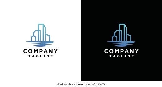 Illustration of a sea building logo. Vector logo design template elements of a sea building.