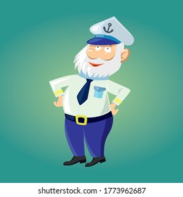 Illustration of sea captain, shipmaster,  a mariner