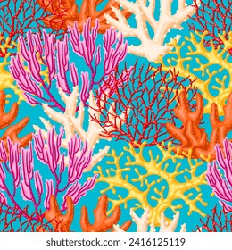 Illustration of sea coral. Marine life aquarium and water fauna.