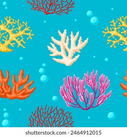 Illustration of sea coral. Marine life aquarium and water fauna.