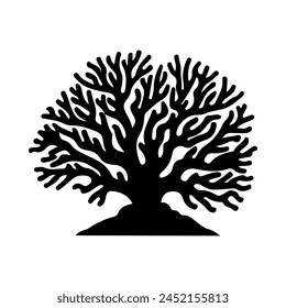 Illustration of sea Coral silhouette on isolated background